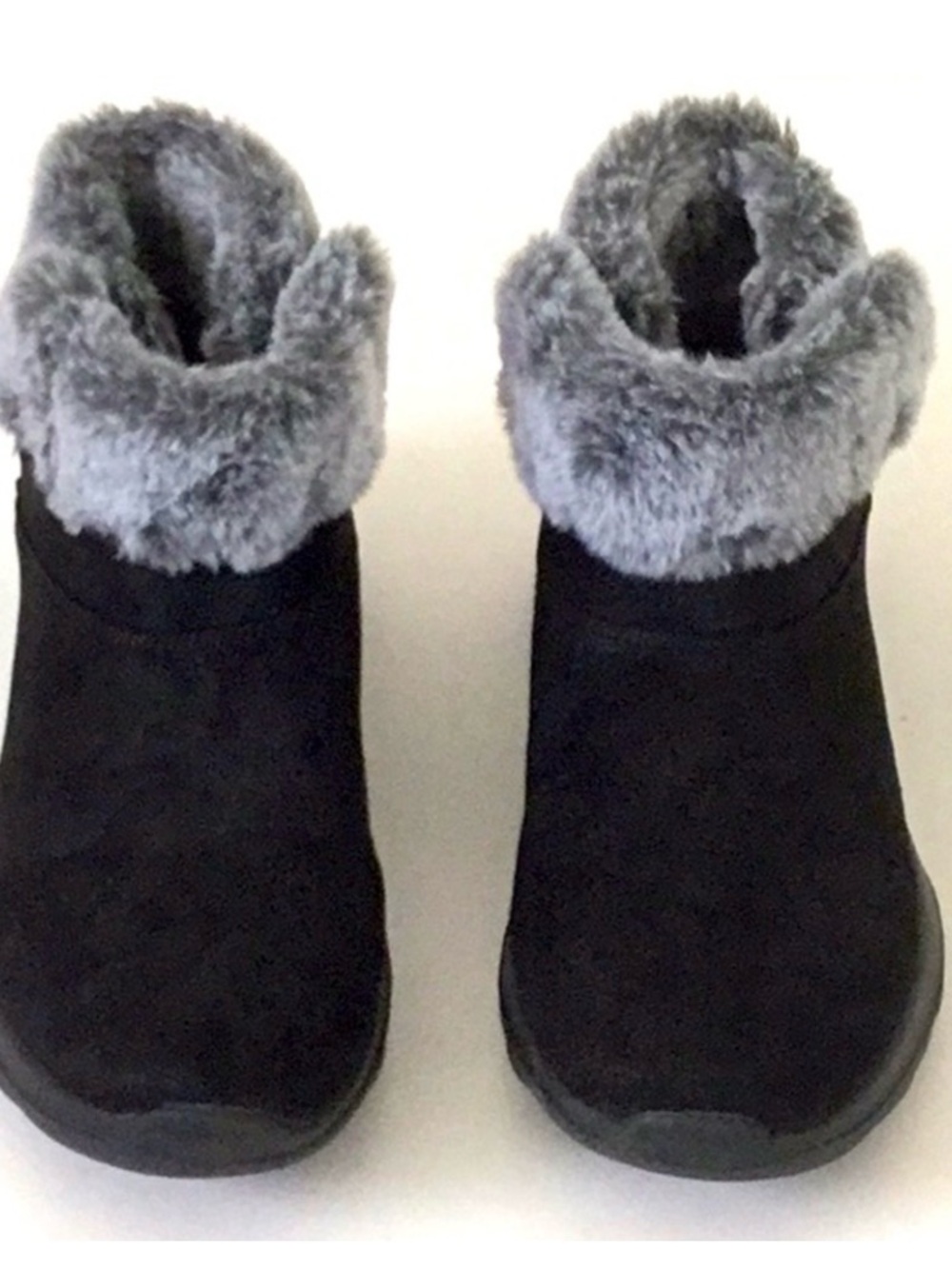Skechers Black Ankle Booties with Soft Gray Trim